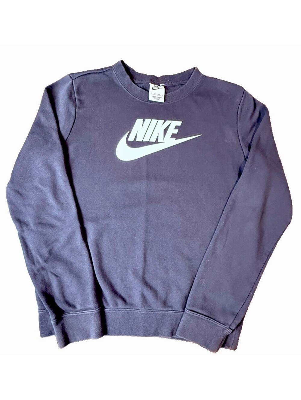 Nike Boys Black Crewneck Pullover Sweatshirt Logo Graphic Print Size XS